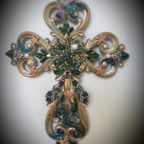 Wall cross, Beach inspired handmade cross - Picture 5 of 9